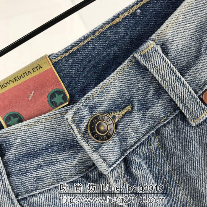 GUCCI古馳 2018ss 虎頭卡紙系列 做舊水洗 男款牛仔褲 四季款 ydi1293